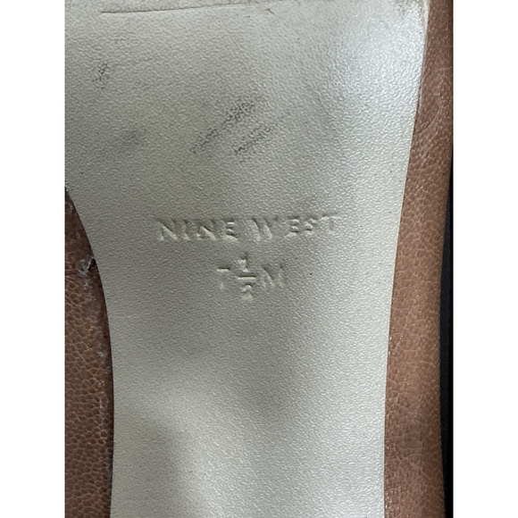 Womans Nine West Slipon Stiletto Pumps 7.5 M Brown Peep Toe - Picture 9 of 10